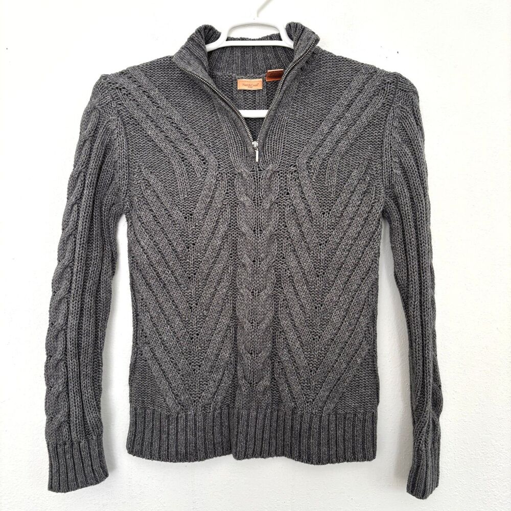 Womens Preppy Fisherman Cable Knit Sweater Small Granola Minimalist Coastal